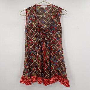 Corey Lynn Calter 100% Silk Boho Floral Sleeveless Tunic Top – Size 2